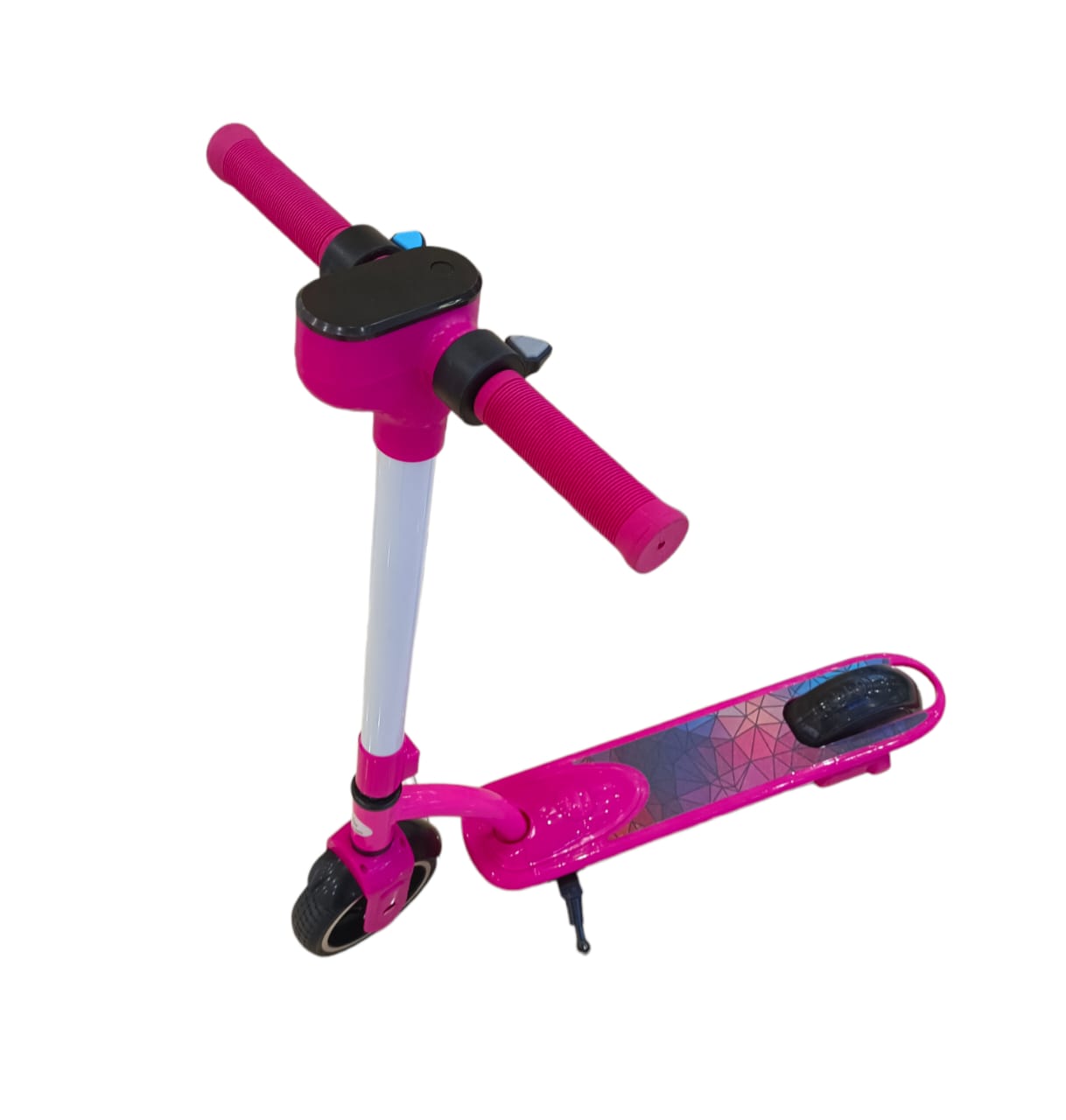 Kids Foldable E-Scooter, Dark Pink, Side View