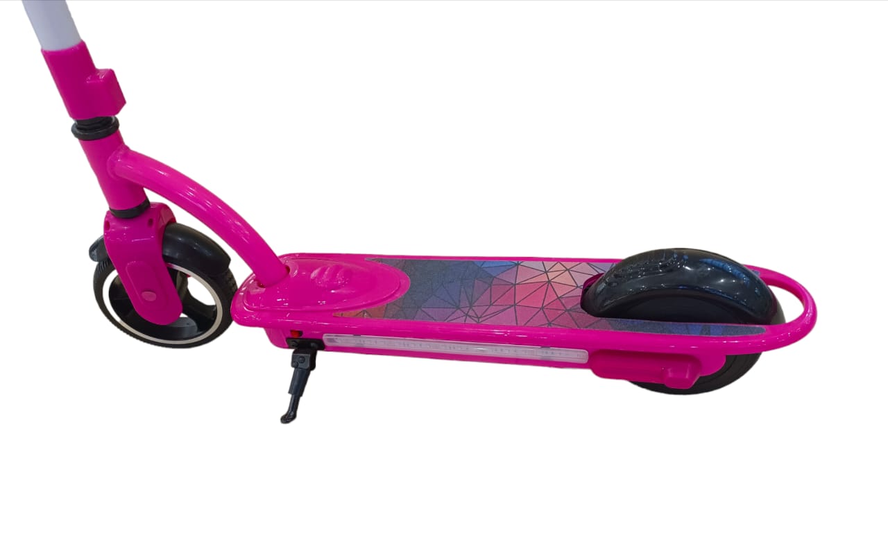 Kids Foldable E-Scooter, Dark Pink, Foot desk view