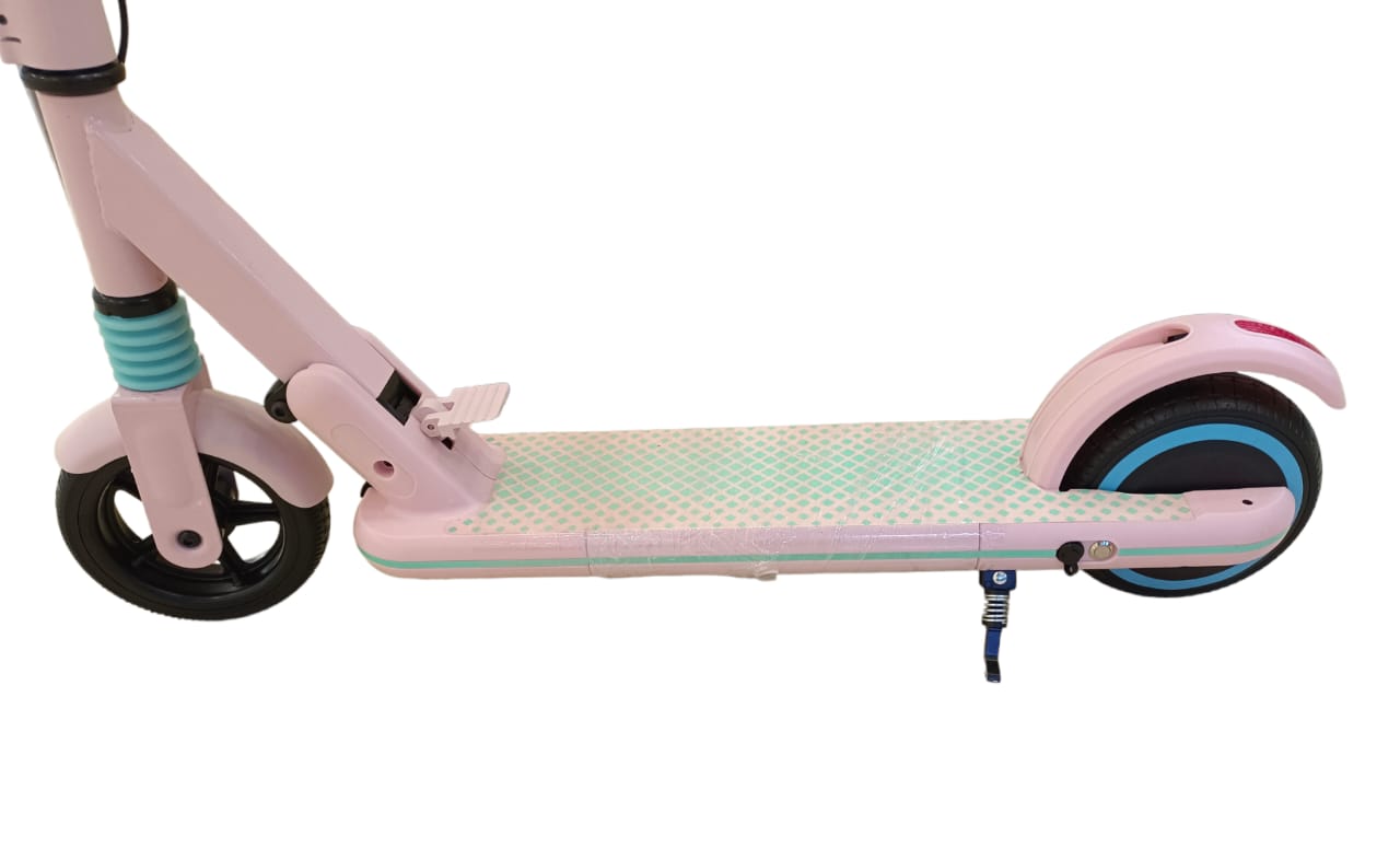 Kids Folding E-Scooter, Light Pink, Foot Desk