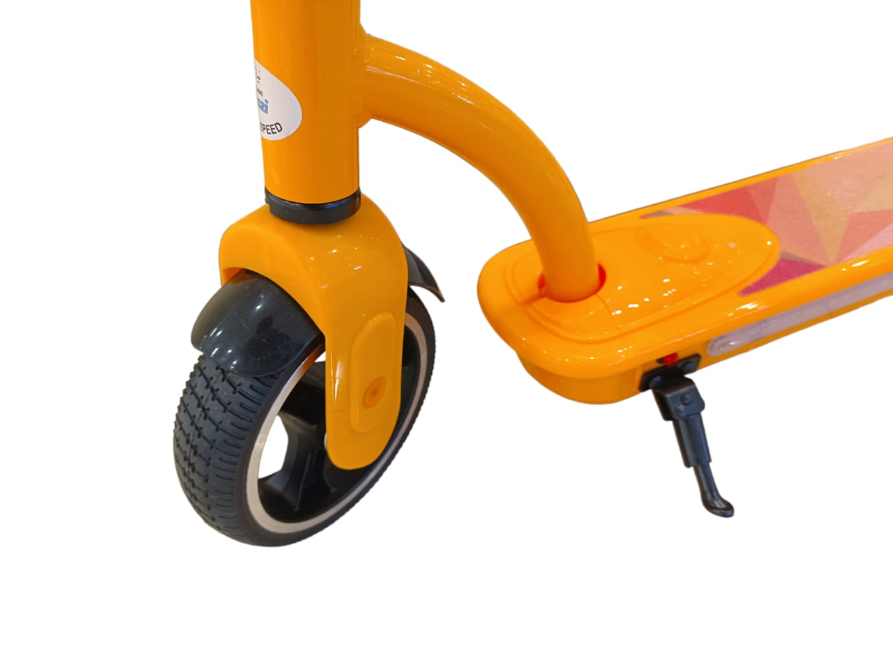 Kids Foldable E-Scooter, Yellow, Front Tire View